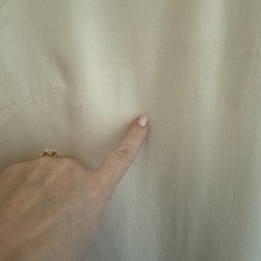 Talbots Petites 12 100% Silk Beige Embroidered Hem Short Sleeve Sheath Dress - Picture 7 of 8
